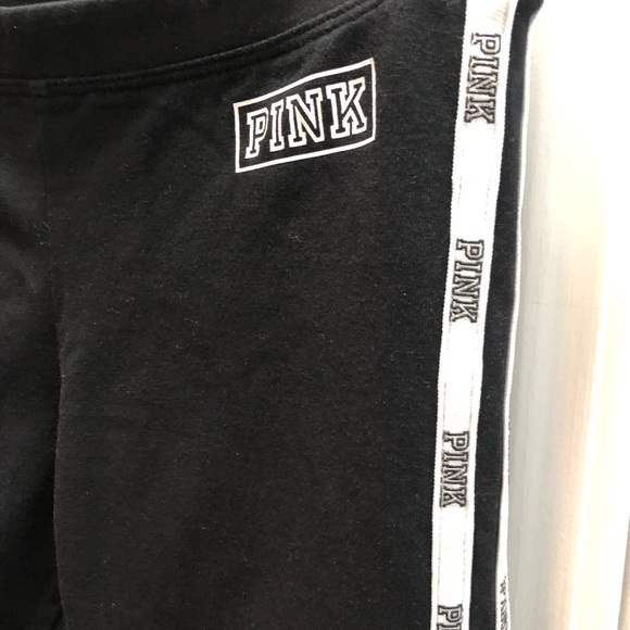 Pink leggings size XS black with white stripes on side - Picture 2 of 6